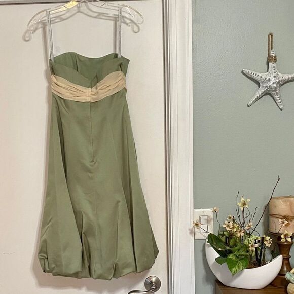 Alfred Angelo Size 4 Strapless Dress Celadon Champagne Gown - Picture 4 of 10